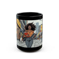 Empowered Woman Black Mug - 11oz & 15oz, Inspirational Coffee Cup, Gift for Her, Urban Lifestyle Drinkware, Study Motivational Mug