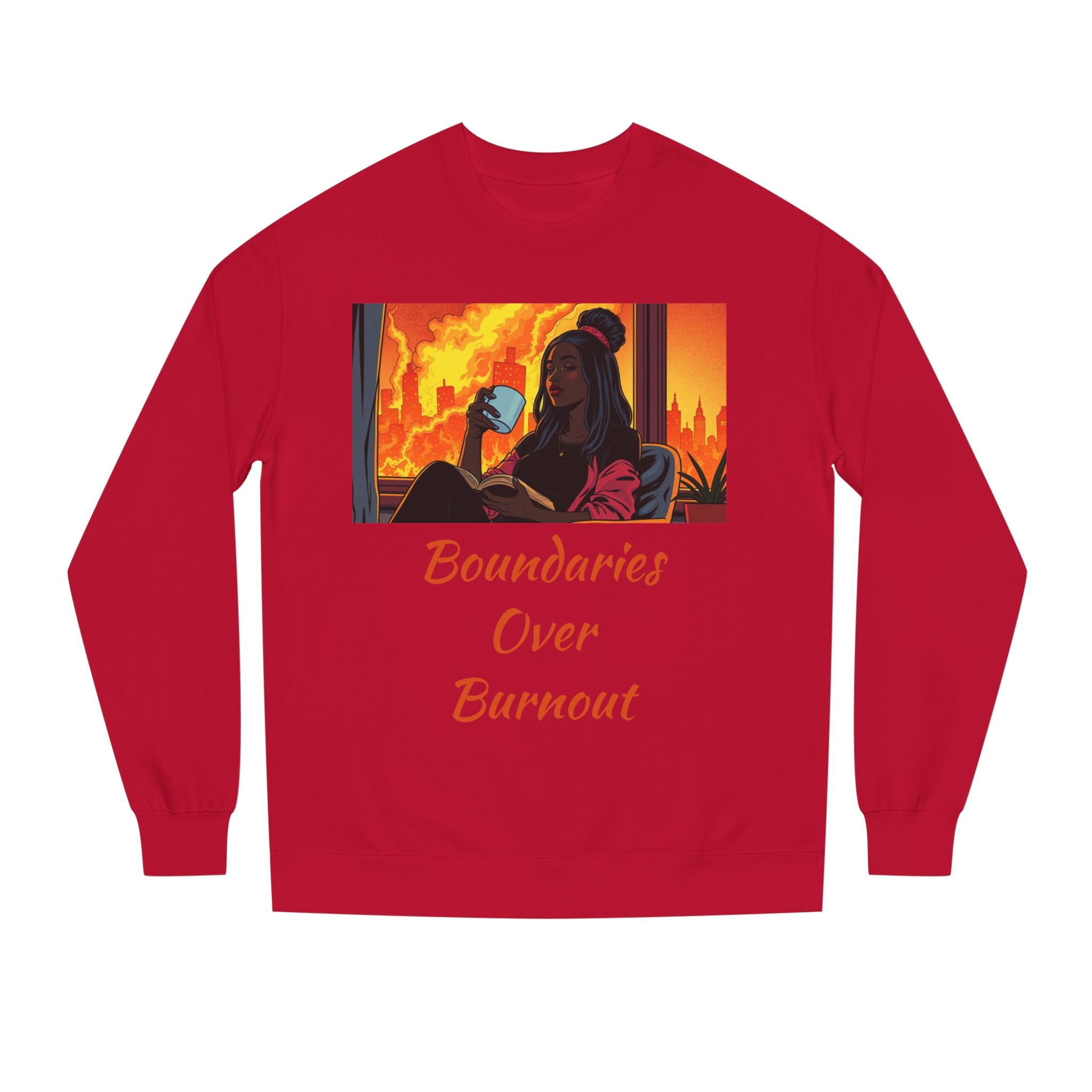 "Boundaries Over Burnout" Crewneck Sweatshirt ‚Äî Self-Care Statement Pullover