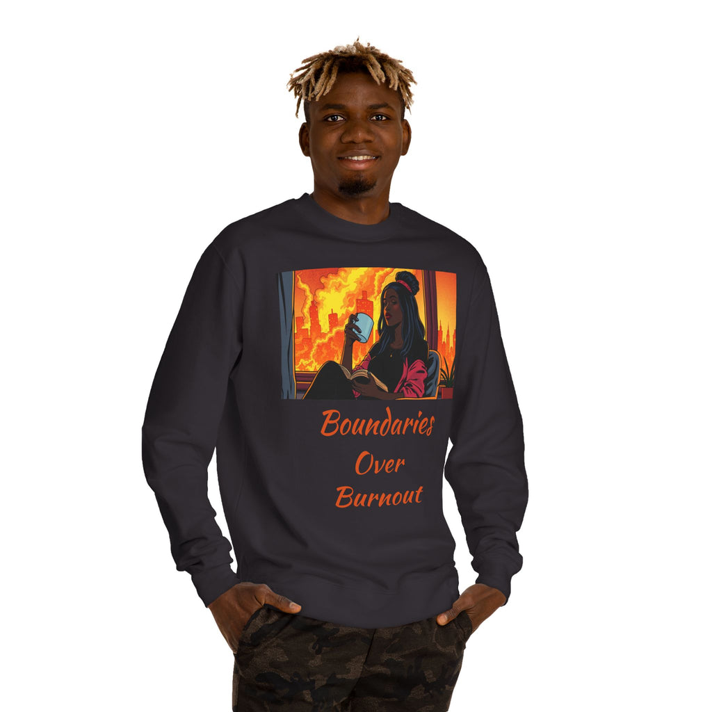 "Boundaries Over Burnout" Crewneck Sweatshirt ‚Äî Self-Care Statement Pullover