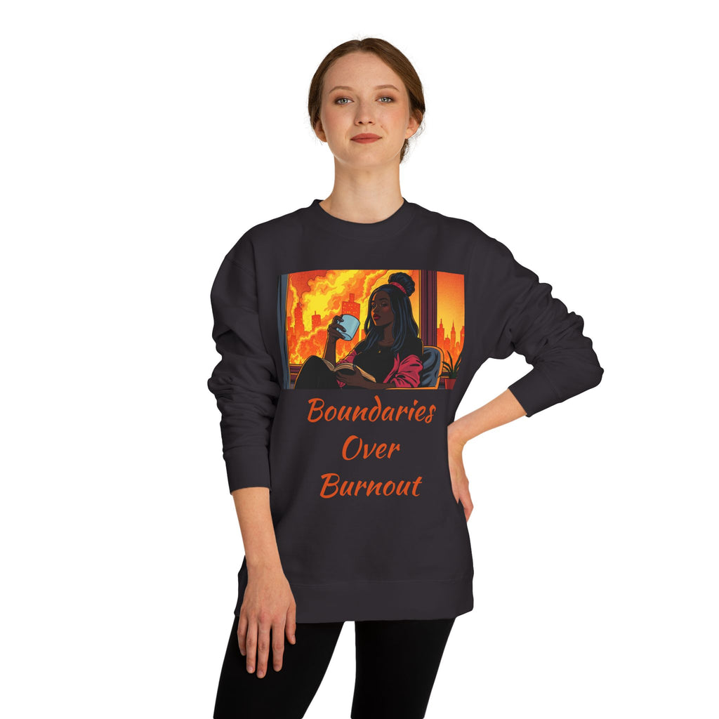 "Boundaries Over Burnout" Crewneck Sweatshirt ‚Äî Self-Care Statement Pullover
