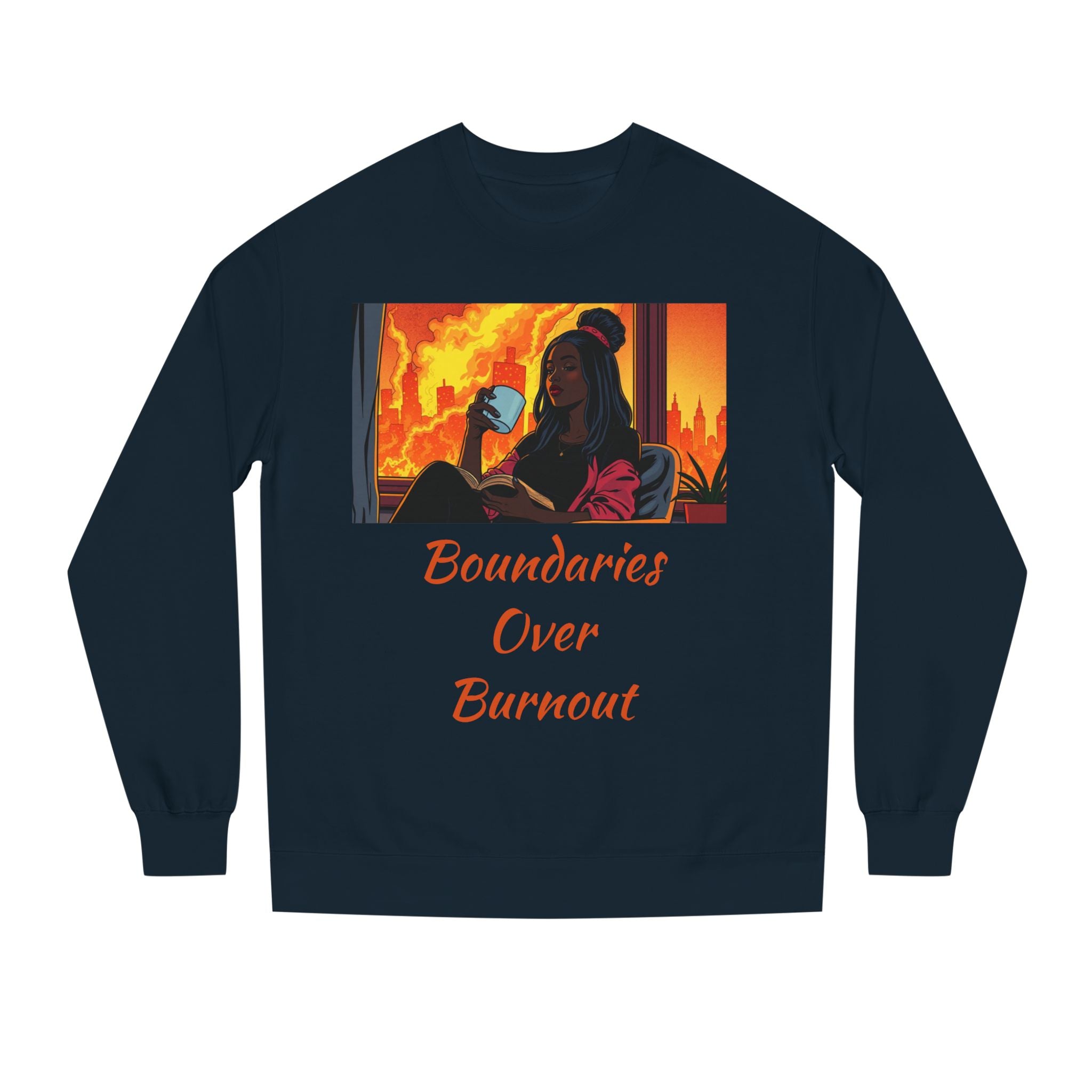 "Boundaries Over Burnout" Crewneck Sweatshirt ‚Äî Self-Care Statement Pullover