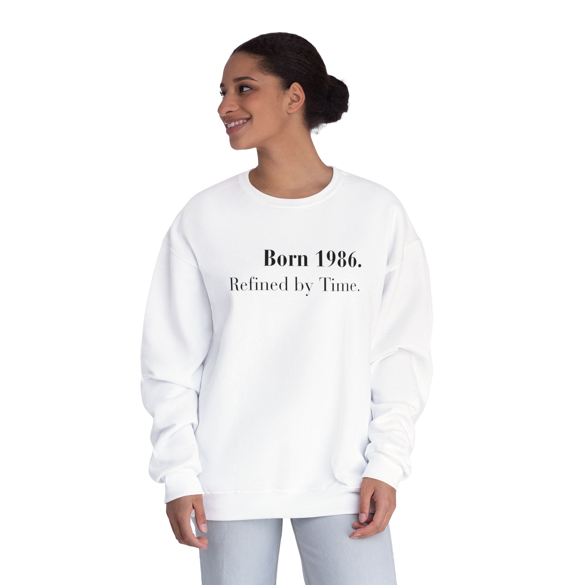Crewneck Sweatshirt ‚Äî "Born 1986. Refined by Time." Vintage Birthday Pullover