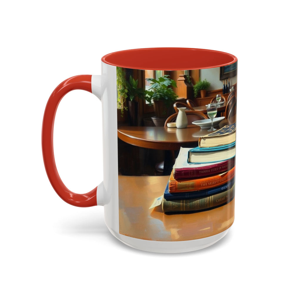 Cozy Bookish Accent Coffee Mug | Perfect for Reading Nooks, Home Offices, Gifts for Book Lovers, Literary Decor, Coffee Enthusiast