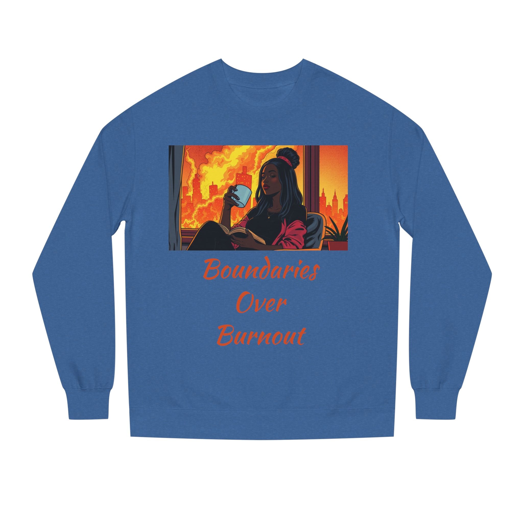 "Boundaries Over Burnout" Crewneck Sweatshirt ‚Äî Self-Care Statement Pullover