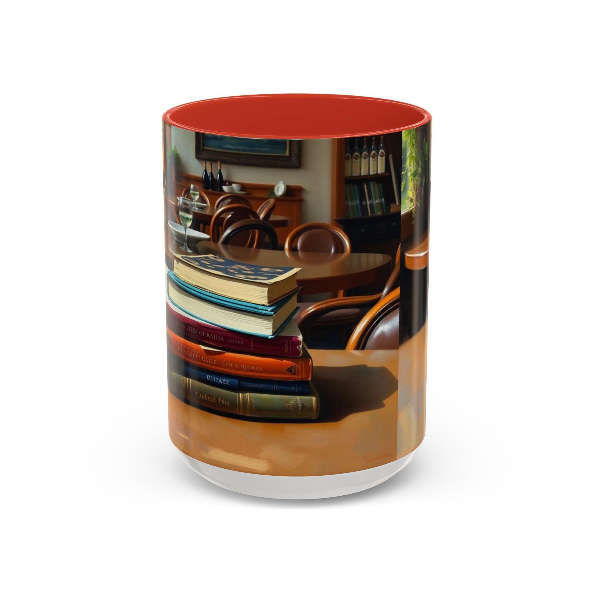 Cozy Bookish Accent Coffee Mug | Perfect for Reading Nooks, Home Offices, Gifts for Book Lovers, Literary Decor, Coffee Enthusiast