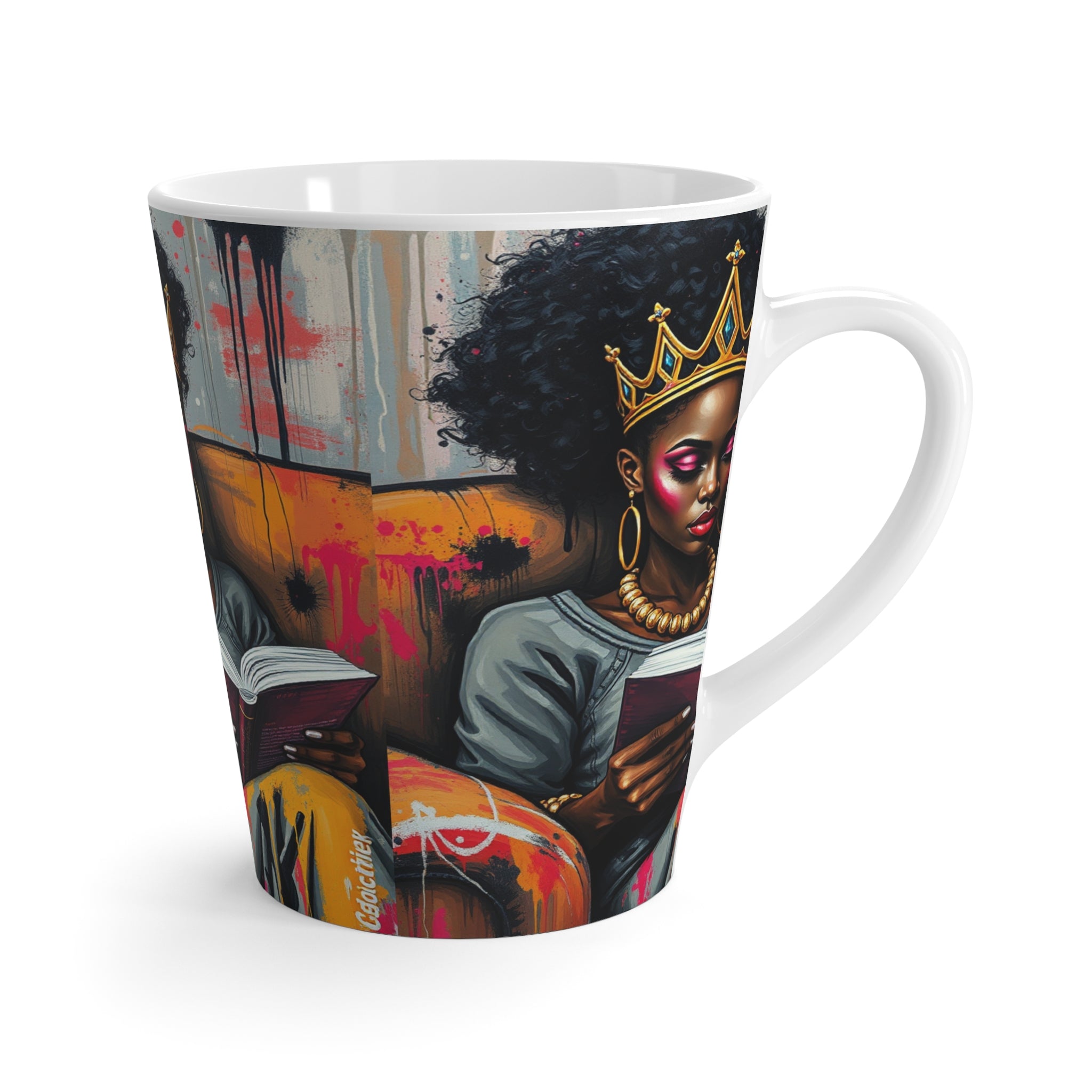 Regal Reading Latte Mug - Perfect Gift for Book Lovers, Coffee Enthusiasts, Queens, Home Decor, Unique Mug