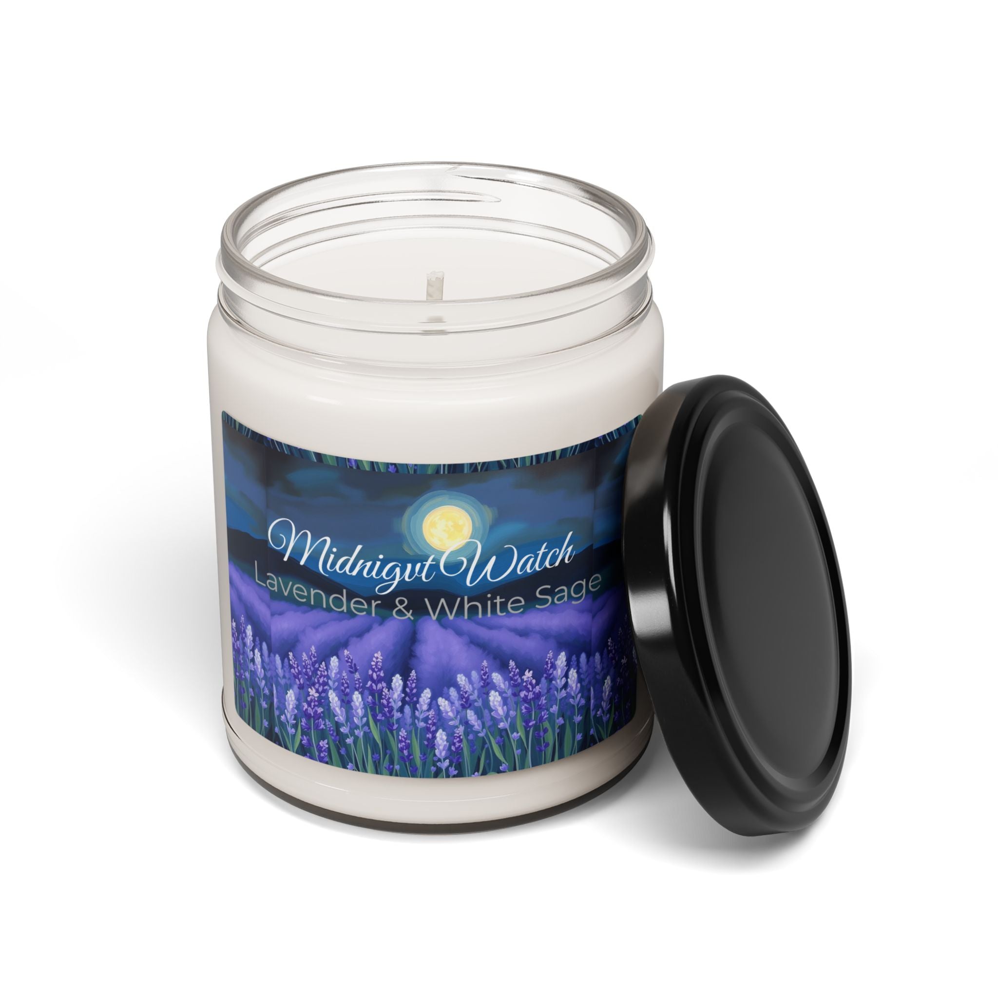 Midnight Watch Lavender Scented Soy Candle ‚Äî 9oz Relaxing Aromatherapy Jar