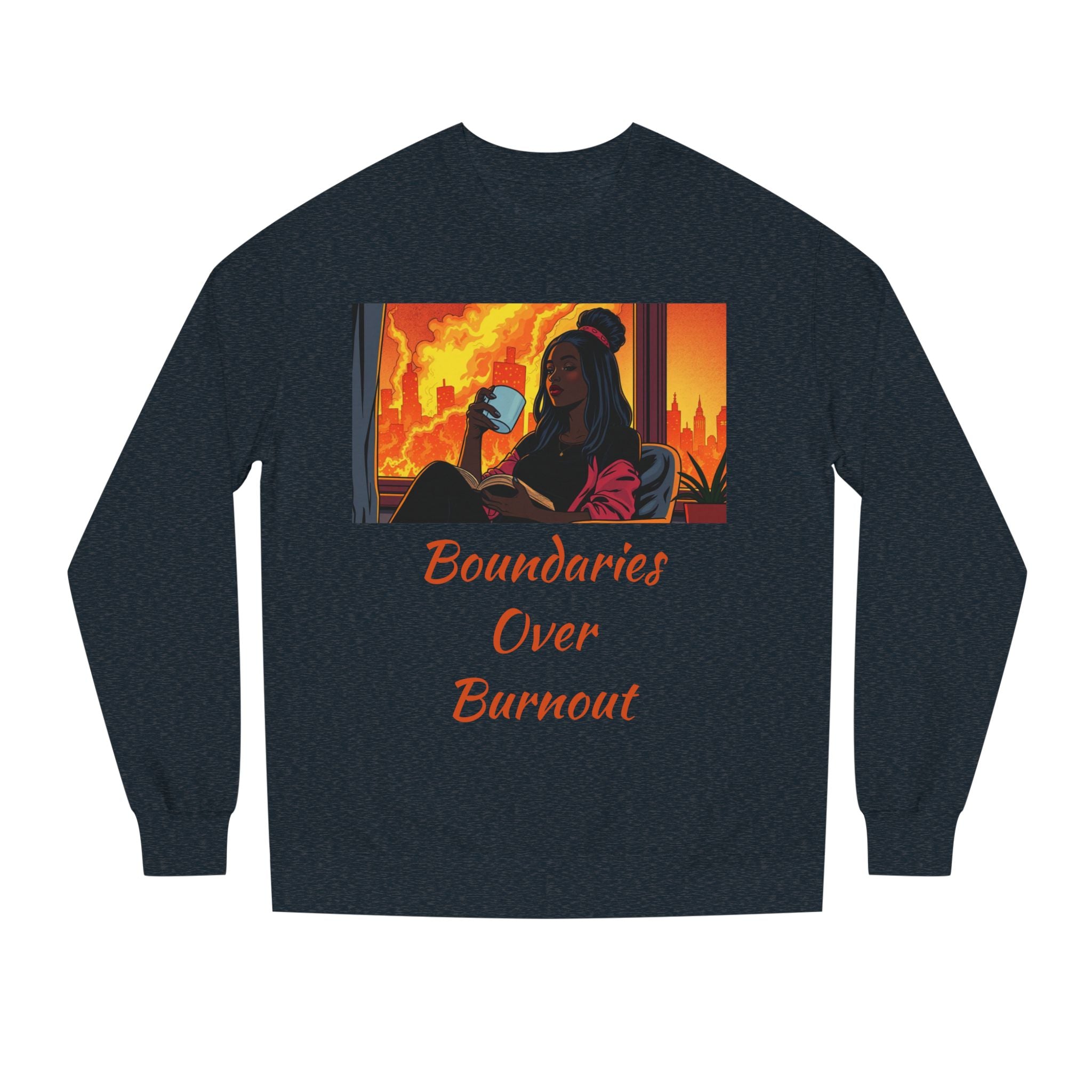 "Boundaries Over Burnout" Crewneck Sweatshirt ‚Äî Self-Care Statement Pullover