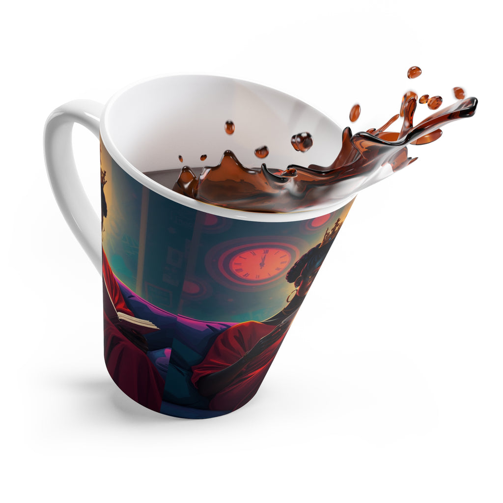 Royal Reading Latte Mug, Cozy Coffee Cup, Queen Crown Design, Gift for Book Lovers, Home Decor for Tea Lovers