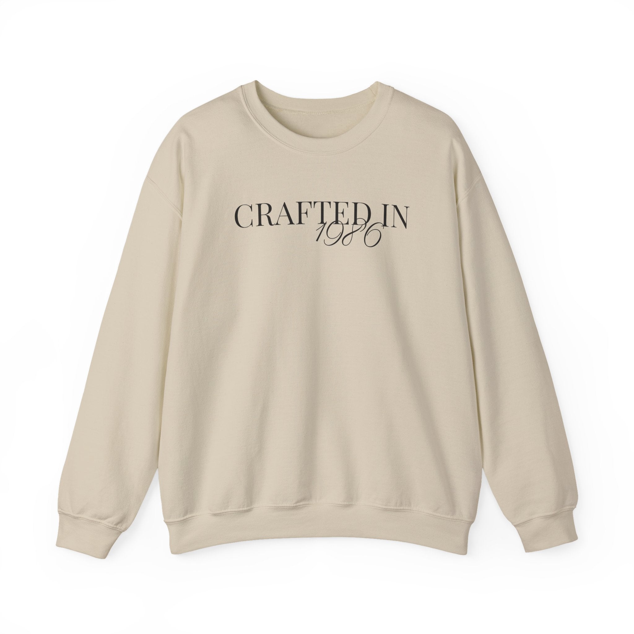 Crewneck Sweatshirt ‚ÄúCrafted in 1986‚Äù Minimalist Vintage Design