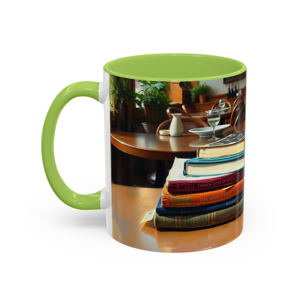 Cozy Bookish Accent Coffee Mug | Perfect for Reading Nooks, Home Offices, Gifts for Book Lovers, Literary Decor, Coffee Enthusiast