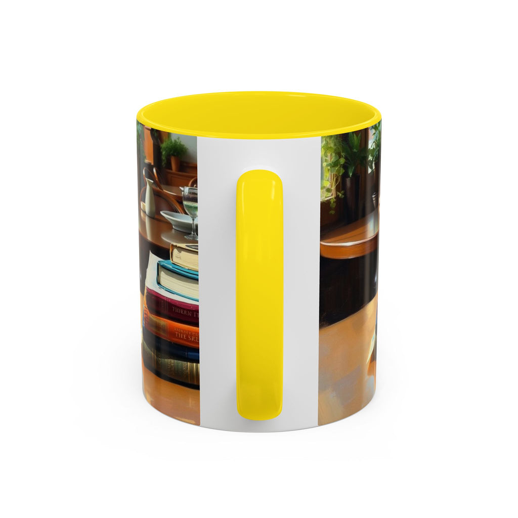 Cozy Bookish Accent Coffee Mug | Perfect for Reading Nooks, Home Offices, Gifts for Book Lovers, Literary Decor, Coffee Enthusiast