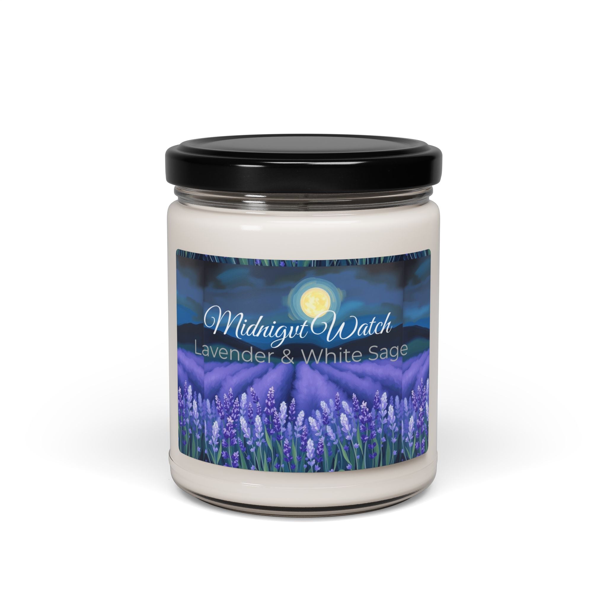 Midnight Watch Lavender Scented Soy Candle ‚Äî 9oz Relaxing Aromatherapy Jar
