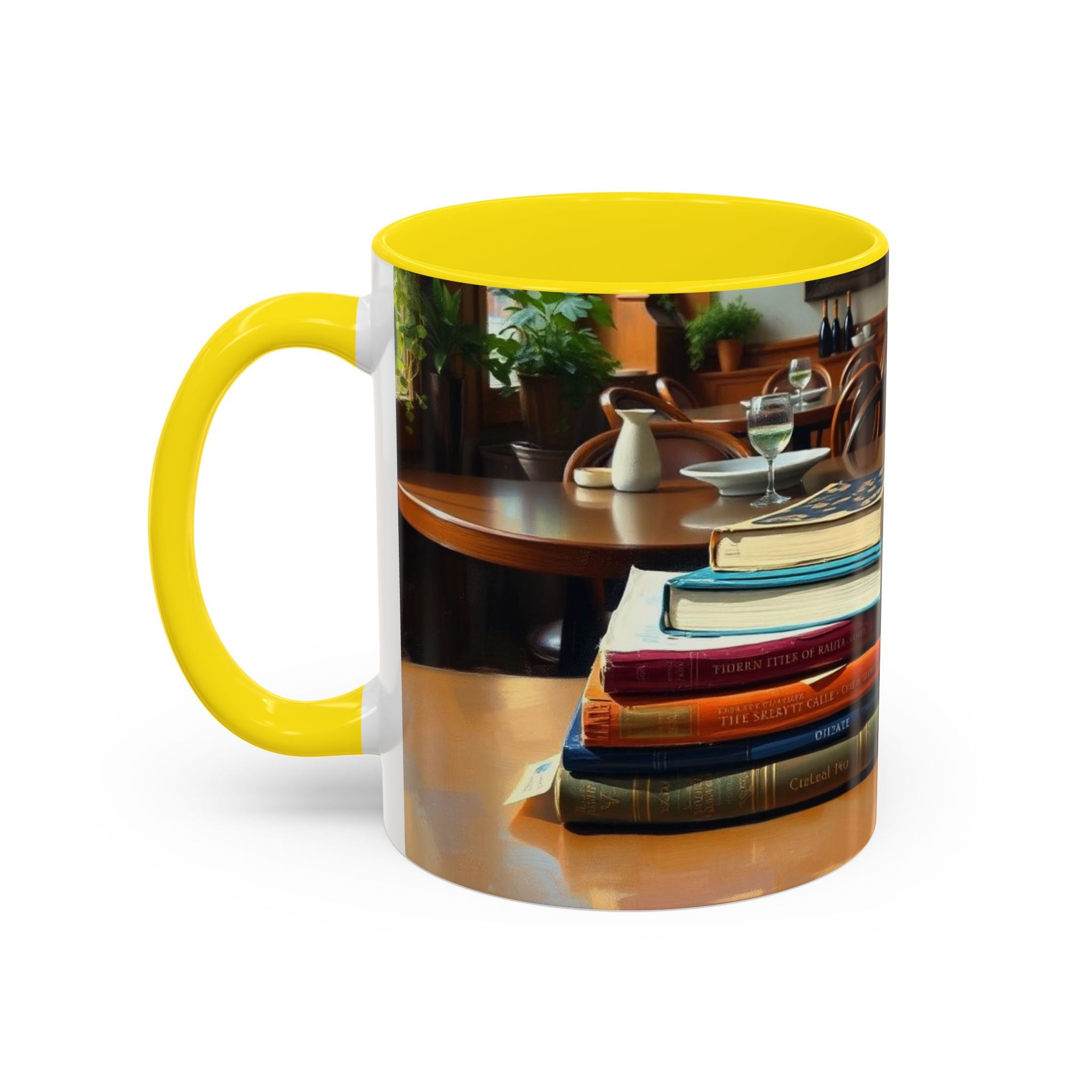 Cozy Bookish Accent Coffee Mug | Perfect for Reading Nooks, Home Offices, Gifts for Book Lovers, Literary Decor, Coffee Enthusiast